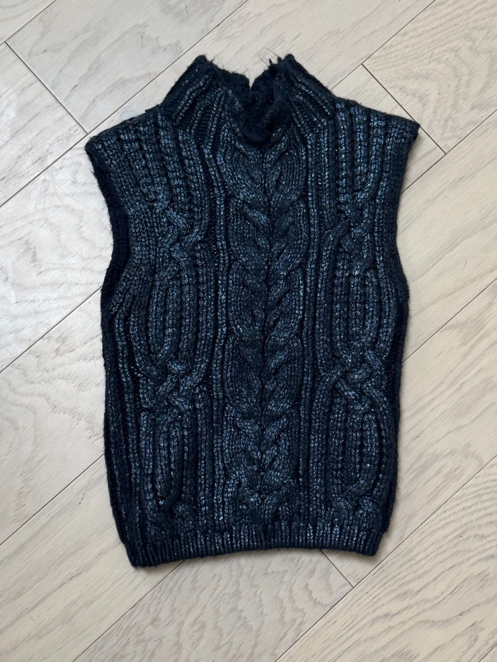 Jason Wu Chunky Midnight Blue Cable Knit Sleeveless Sweater